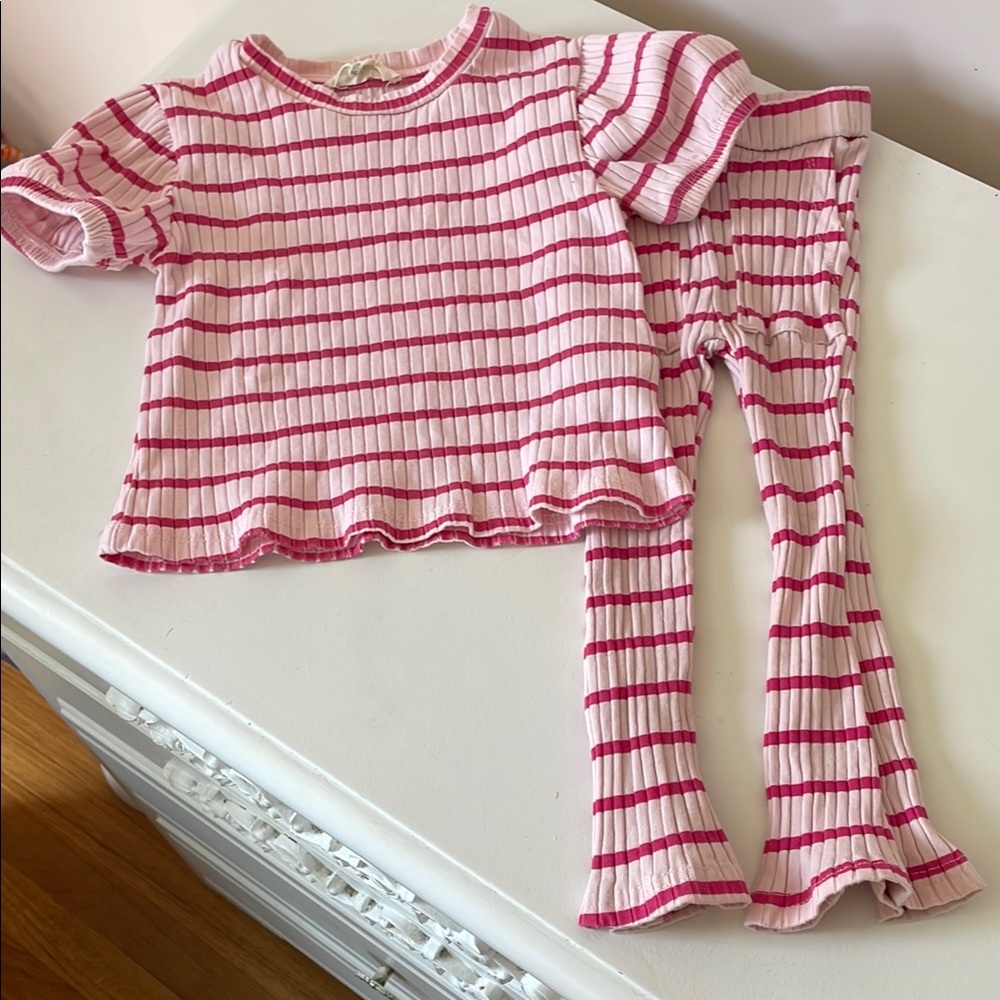 Jessica Simpson Pink and White Striped Kids Pajama Set